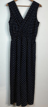 Apt 9 Jumpsuit Womens Large Black‎ White Polka Dot Cropped Wide Leg Sleeveless Photo 0