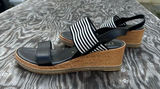 𝅺ITALIAN‎ Shoemakers Shoes Wedge black white spring summer Strappy stripe Photo 0