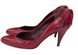 Stuart Weitzman Mr Seymour Burgundy Croc Bow Heels Pumps Womens Size 7 Photo 0