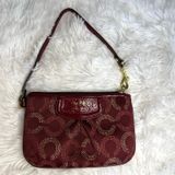 COACH Burgundy / red Signature Canvas Wristlet Photo 0