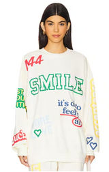 The Mayfair Group Affirmations Sweatshirt Womens L/XL Cream Manifest Graphic Photo 0