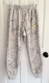 Nike Sportswear Marble Print Fleece Joggers Gray Gold Logo Women’s Medium Photo 0