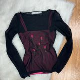 Vintage Currants Y2K Rose Embroidered Mesh Layered Top Romantic Goth Photo 0