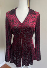 Ultra Pink Out Floral Sheer Burgundy and Black Top Size L Photo 0