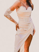 Selfie Leslie Shanice Lace Sweetheart Midi Romantic Soft-Girl Bridalcore L NWT Photo 0