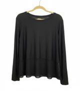 Beach Riot Black Mesh Hem Long Sleeve Top Photo 0