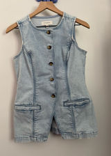 Banana Republic 4 Long Cutaway Vest Acid Light Wash Denim Office Work High Neck Photo 0