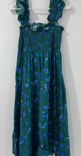 Hill House Home Green Floral Nap Dress M Cottagecore Ruffle Maxi Photo 0