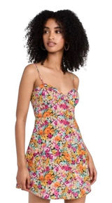 For Love &‎ Lemons Mini Dress Multicolor Floral New Lace Up Back Women Small Photo 0