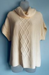 Coldwater Creek Short Sleeve Sweater Cowl Neck Cream Knit Cottage Wool Blend Photo 0