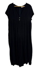Natural Life Avery Wide Leg Jumpsuit Size‎ L/XL Black Linen Rayon Short Sleeve Photo 0