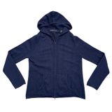 Lord & Taylor Cashmere Hoodie Women Medium Navy Blue Good Zip Up Sweater Photo 0