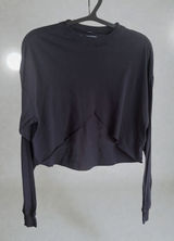 Out From Under Urban Outfitters Black Long Sleeve Cropped Top Size SP Photo 0