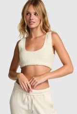 PINK by Victoria's Secret Cream Fuzzy Co-ZZZy Fleece Bralette - XL Photo 0