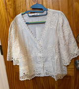 Jenni Cream Embroidered Button-Front Blouse Photo 0