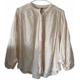 Anthropologie Pilcro Tavi Embroidered Button Down Blouse Bisque Women's Small‎ Photo 0