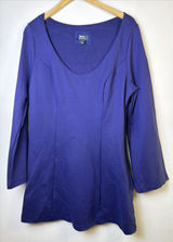 Maeve womens 1X XL Heavy Scoop Neck Mini Dress flare sleeves Blue bohemian Photo 0