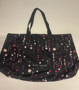 Kate Spade New York Star Print Nylon Tote Bag Black Pink Photo 0