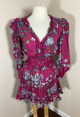 Love The Label Floral Print Smocked Waist Mini Dress Size S Photo 0