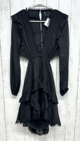 ASOS Dress Women Size 6 Mini‎ Laced Open Black Pleated Ruffled Black Summer Photo 0