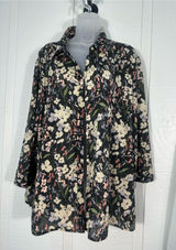 Ralph Lauren Black Floral Button Down Top Size 3X EUC Photo 0