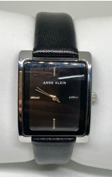 Anne Klein Women silver black tone watch 28mm quartz analog leather band running Photo 0