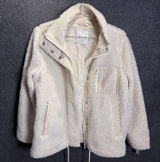 Madewell Cream Sherpa Zip-Up Jacket with Gingham Pockets, Size S Photo 0
