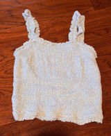Abercrombie and Fitch Blue and White smocked crop Photo 0