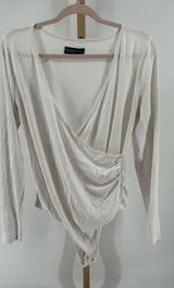 Abercrombie & Fitch Soft A&F Cozy Wrap Bodysuit Long Sleeve XL White Photo 0