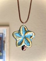 Handmade chunky big ceramic flower boho fairy cottage necklace🩵 Photo 0