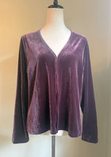 NY&Co XL Purple Velvet Cardigan Long Sleeve Top whimsigoth boho retro grunge y2k Photo 0