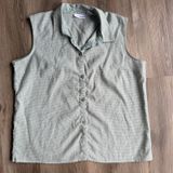 Vintage Croft & Barrow Womens Sage Green Gingham Sleeveless Button Down Shirt L Photo 0