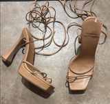 Jeffrey Campbell Platform Nude Lace Up Heels Photo 0