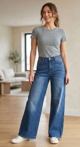 !iT Jeans Mid Rise Relaxed Wide Leg Dark Wash Denim Jeans Size 8 29 NWT Photo 0