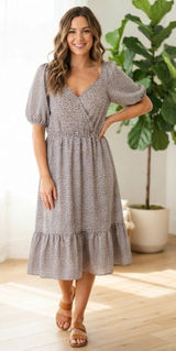 Sienna Sky Cottagecore Romantic Dusty Pink Floral Puff Sleeve Summer Dress M Boho Whimsical Photo 0