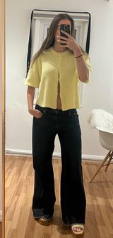 Yellow knit button up cardigan Size M Photo 0