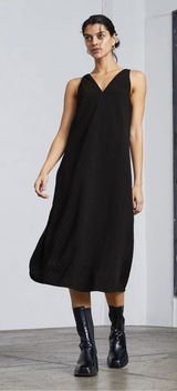 Everlane The City Stripe Black Midi Sleeveless Dress 0 Formal Elegant Classic Photo 0