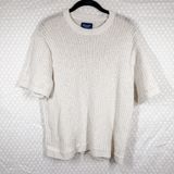Abercrombie & Fitch Cream Cotton Blend Open Knit‎ Short Sleeve Sweater Photo 0