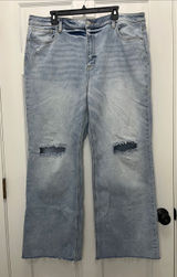 Arula Women's Light Wash Distressed Wide Leg Denim Jeans - Size 18 Photo 0