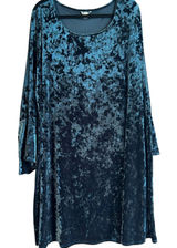 Velvet Tent Dress Green Blue SZ 22/24W Cato Long Bell Sleeve Boho Slinky Flowy Photo 0