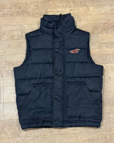 Hollister Navy Blue Puffer Vest Mock Neck Collar Seagull Logo Embroidered Size M Photo 0