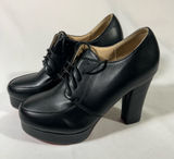 Platform Lace Up 4” Heels Women‎ Black W/Red Soles Eu 37 6.5-7 New Photo 0