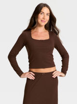 Auden ribbed long sleeve pajama top Brown Size XS Photo 0