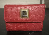 Stone Mountain Red Floral Embossed Trifold Wallet with ID Window and Coin Pocket Photo 0