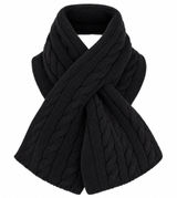 Lands End Scarf Black Cable Knit Keyhole Pull Through Neck Warmer Classic Preppy Photo 0