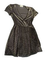 Show Me Your Mumu XS Black Gold Metallic‎ Striped V-Neck Mini Dress Photo 0