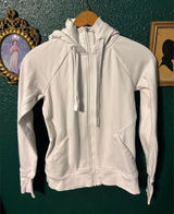 Athleta Womens XS Triumph Hoodie Sweatshirt Full Zip Thumbholes White Photo 0