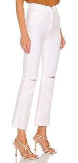 Mother Denim‎ The Tripper Ankle Fray Unfairest of Them All White Jeans Womens 24 Photo 0