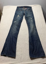 Y2K Lucky Brand Women Blue Distressed Flare Leg Jeans Size 0/25 Inseam USA Photo 0