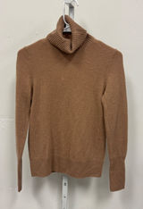 Aqua Cashmere Camel Tan 100% Cashmere Turtleneck Sweater XS Knit Monochrome Photo 0